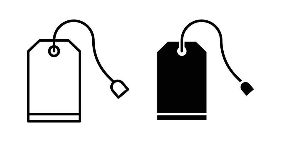 Tea bag icon drawing lines. Silhouette style vector bundle Stock Illustration