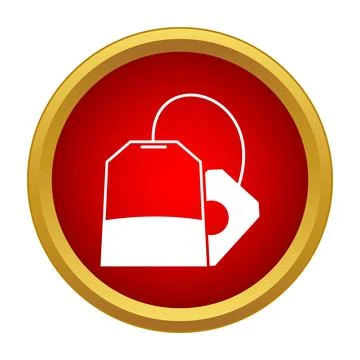 Tea bag icon in red circle for hot beverage イラスト素材