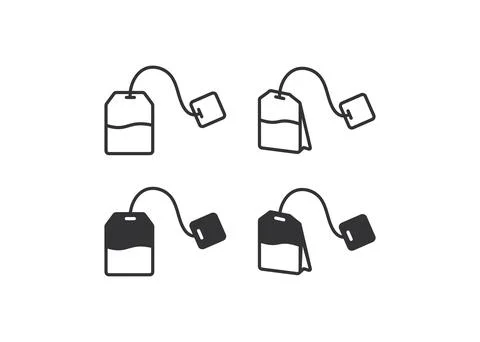 Tea bag icon set. Tea package illustration symbol. Sign teatime vector desing Stock Illustration