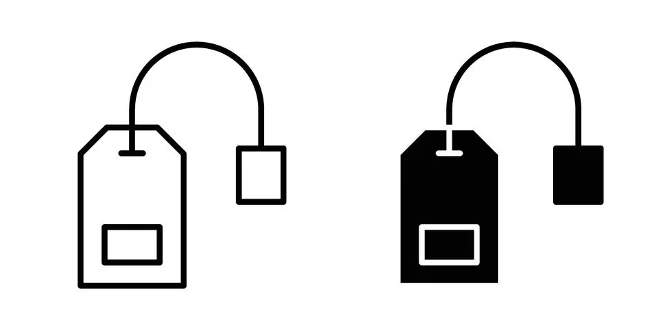 Tea bag icon vector concepts, line and silhouette style Stock Illustration