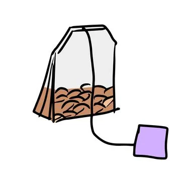 Tea bag illustration. Vector doodle style drawing Stock Illustration