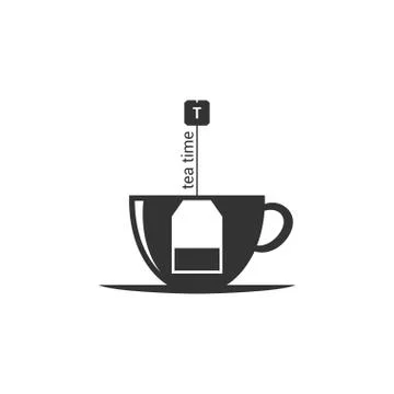 Tea bag inside a tea cup icon on white background Stock Illustration