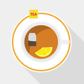A tea bag with lemon is brewed in a cup Illustrazione stock