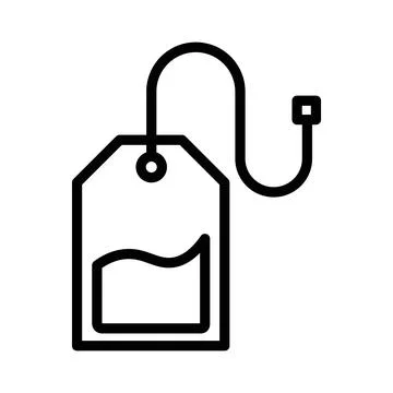 Tea bag linear logo mark in black and white Stock Illustration