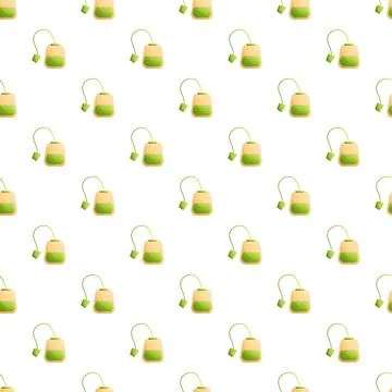 Tea bag pattern creating a seamless background design Stock Illustration