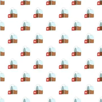 Tea bag pattern showing love heart tag Stock Illustration