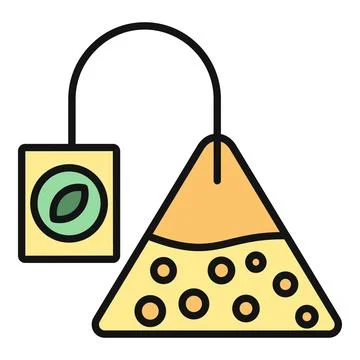 Tea bag pyramid shape with leaf icon Stock Illustration