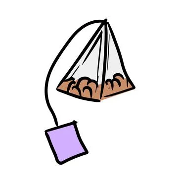 Tea bag pyramide illustration. Vector doodle style drawing Stock Illustration