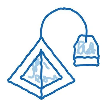 Tea bag pyramids doodle icon hand drawn illustration 库存插图