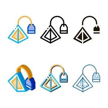 Tea bag pyramids icon vector variations outline Stock Illustration