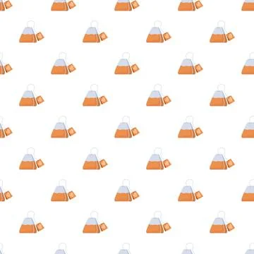 Tea bag seamless pattern creating a beverage background Stock Illustration