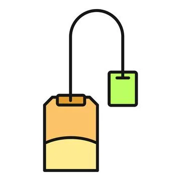 Tea bag with string and green label Stock-Illustration