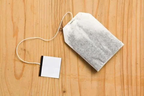 Tea bag on table Stock Photos