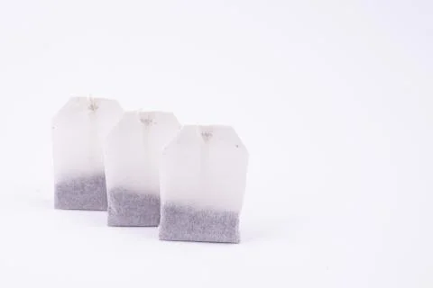 Tea bag on a white background Stockfoto's