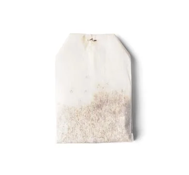 Tea bag on white background top view Stock Photos