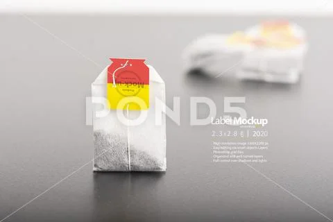 Tea bags on dark table background mock-up series PSD Template