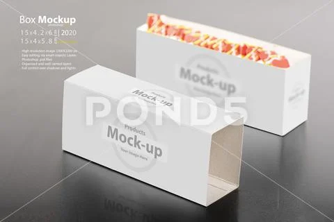 Tea bags pull out box on dark table mock-up series PSD Template
