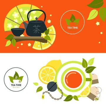 Tea Banner Set Stock Illustration