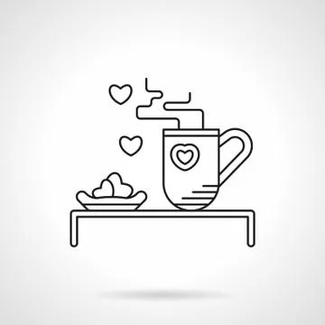 Tea for beloved flat line vector icon Stock Illustration