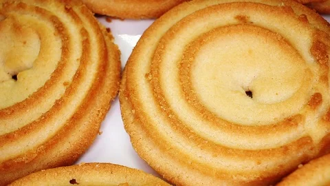 Tea biscuit biscuits closeup texture rotating video background Stock Footage 113146021