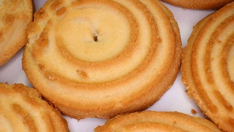 Tea biscuit biscuits closeup texture rotating video background Stock Footage 113146310