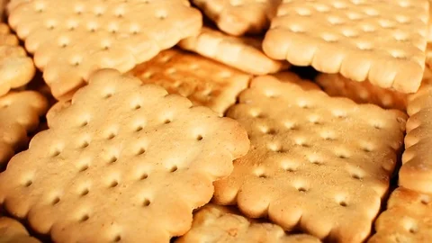 Tea biscuits butter biscuit texture pattern closeup Video stock 97246380
