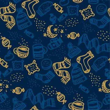 Tea, biscuits, cookies, sweets seamless pattern Illustrazione stock