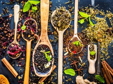 Tea on black table Stock Photos