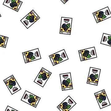 Tea blackberry vector seamless pattern Illustrazione stock