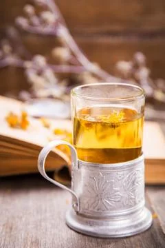 Tea on book Foto stock