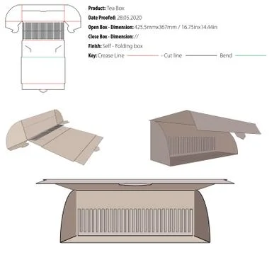 Tea box packaging design template selflock die cut - vector-eps Stock Illustration