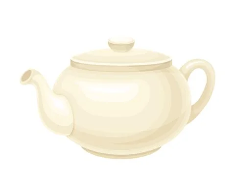 Tea Brewing in Ceramic Teapot or Kettle with Spout as Hot Aromatic Beverage Stock Illustration