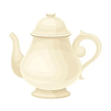 Tea Brewing in Ceramic Teapot or Kettle with Spout as Hot Aromatic Beverage Stock Illustration