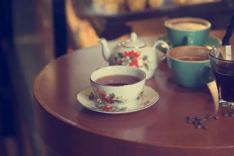 Tea in cafe Stock Photos