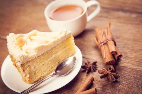 Tea with cake Stock Photos