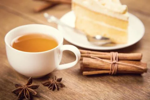 Tea with cake Stock Photos