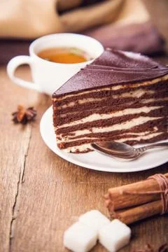 Tea with cake Stock Photos