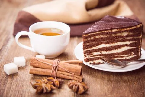 Tea with cake Stock Photos