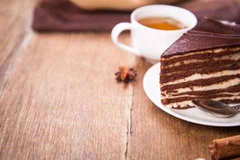 Tea with cake Stock Photos