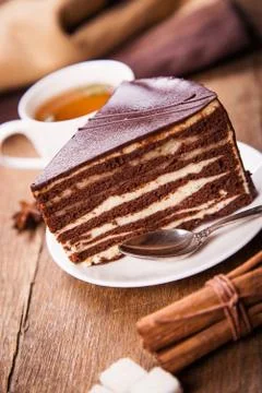 Tea with cake Stock Photos