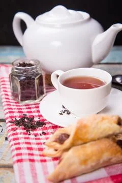Tea with cake Stock Photos