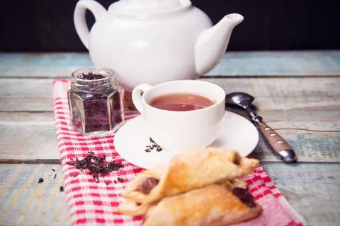 Tea with cake Stock Photos