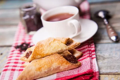Tea with cake Stock Photos