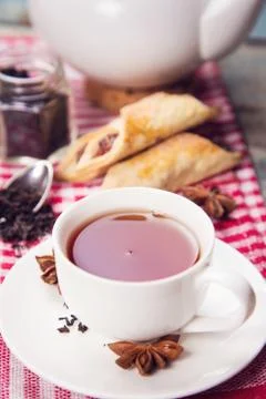 Tea with cake Stock Photos