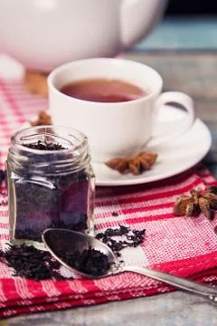 Tea with cake Stock Photos