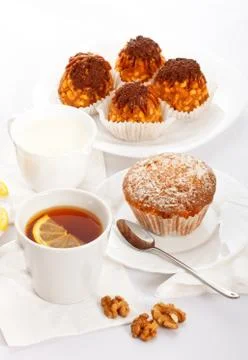 Tea with cakes Stock Photos
