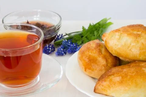 Tea with cakes Stock Photos