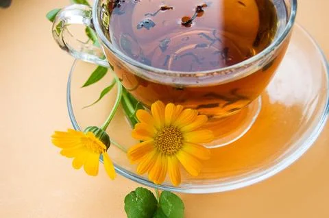 Tea with calendula Stock Photos