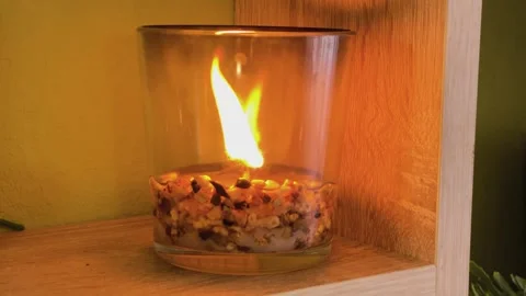 Tea candles burning, macro view Stock Footage 337767438