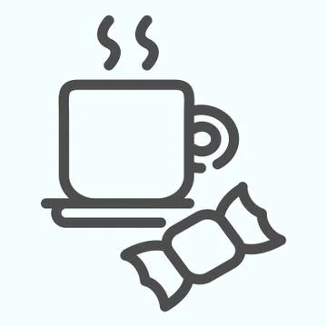 Tea with candy line icon. Tea with sweets vector illustration isolated on white Stock Illustration
